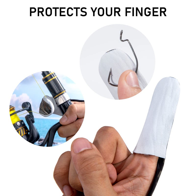Dr.Fish 2 Pieces Fishing Gloves Casting Finger Stall Protector Anti-Slice Saltwater Trolling Surf Fishing Braid Line Anti-Slip Cooftable Woolen Size L - Image 5
